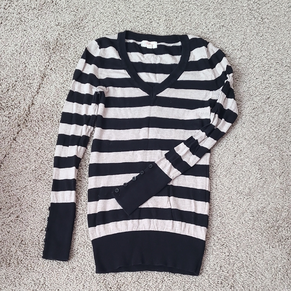 Ambiance Striped V-Neck Sweater